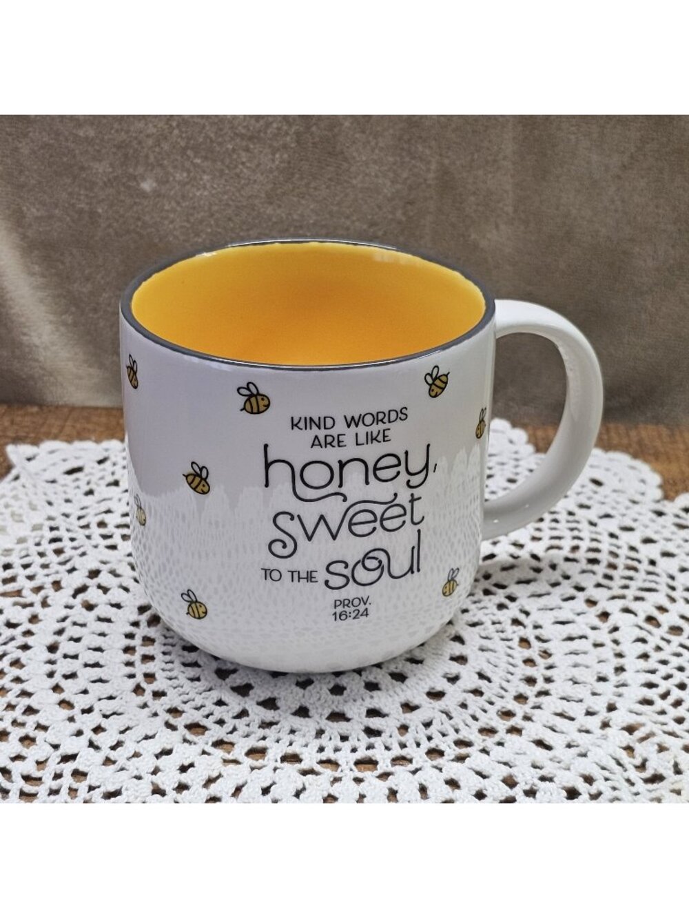 Christian Art Gifts  "Kind Words Are Like Honey, Sweet to the Soul"  Coffee Cup